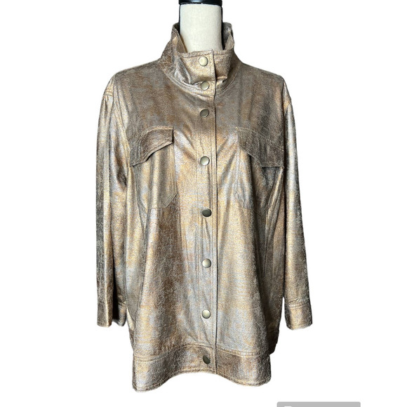 NEW Ruby Rd. Women's Jacket Size 24W in Gold and Gray Snap Front - Picture 1 of 8